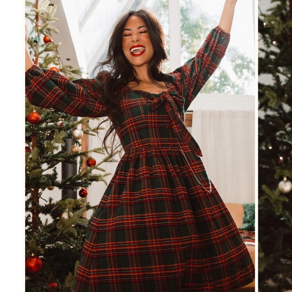 FLASH PRICE DROP 🎄Margo short dress in Green Plaid by Ivy City Co - Picture 9 of 14